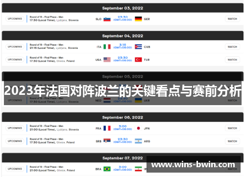 2023年法国对阵波兰的关键看点与赛前分析 2023年法国对阵波兰的关键看点与赛前分析